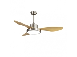 Ventilador DC Hayate 48W níquel y haya 39/54x120x120cm 3000-4000-6000K con mando, memoria y temporizador FABRILAMP