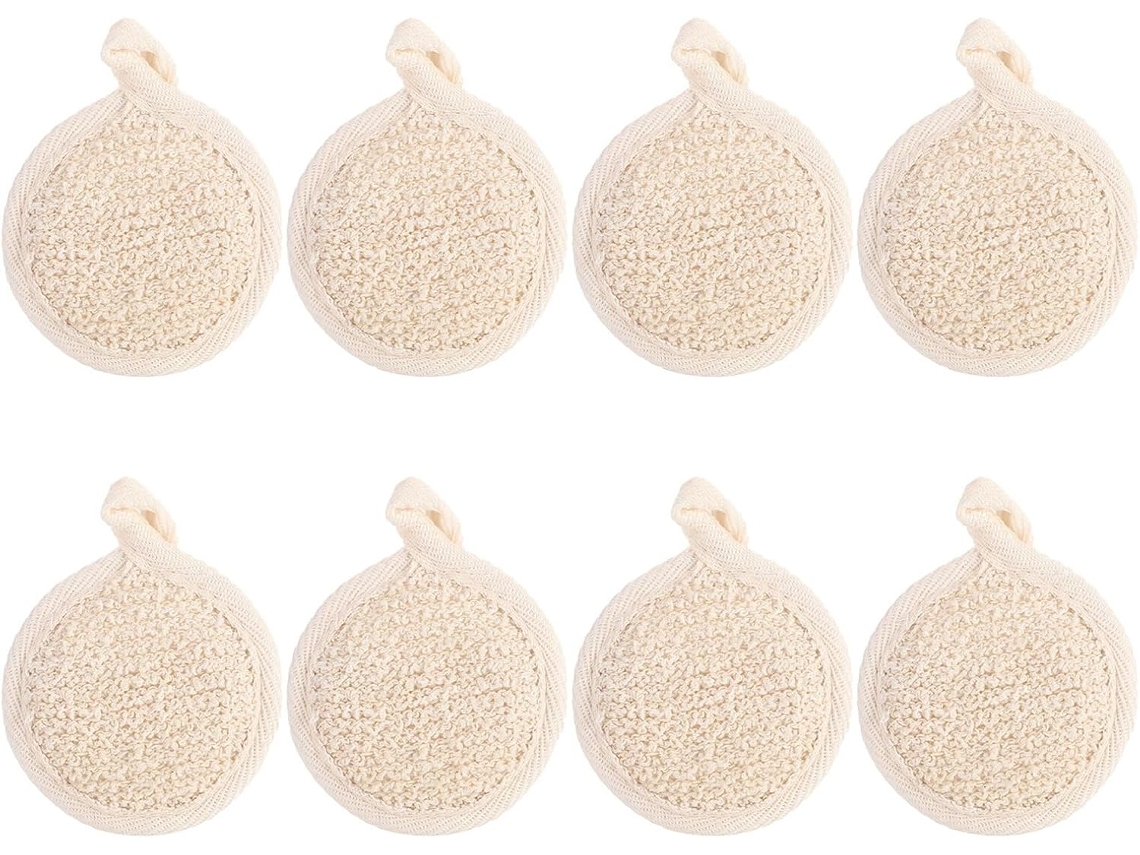 Conjunto De 8 Discos Esfoliantes Faciais Suaves De 8x8 Cm Em Fibra Natural.