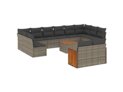 Maison Exclusive - Set Sofás De Jardín Con Cojines 13 Piezas Ratán Sintético Gris