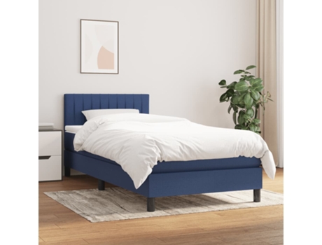 Cama con somier VIDAXL (Azul - Tela - 193 x 90 x 88 cm)