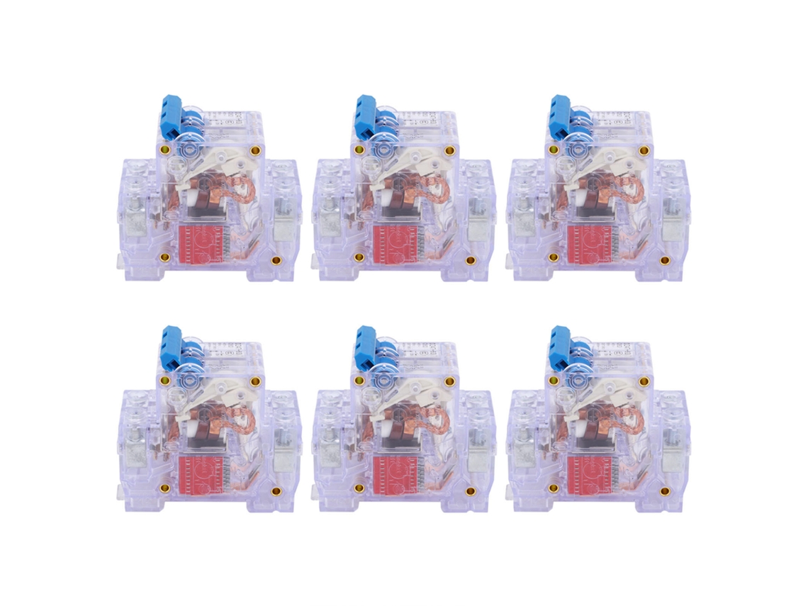 6pcs Mcb Dz47‑63 2p 6‑63a Interruptor De Circuito Mini Transparente Protección De Circuito