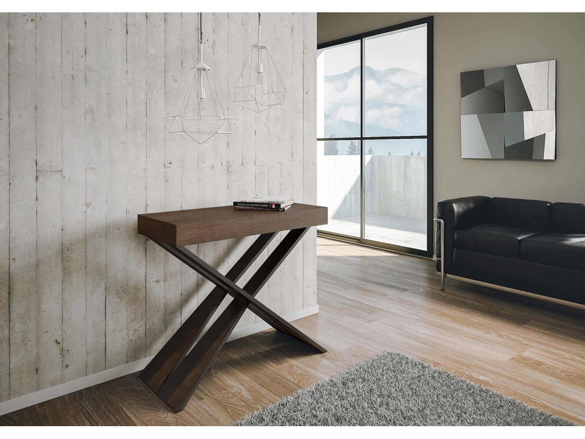 Consolas Diago Small Premium Extensible hasta 196 cm ITAMOBY (90 x 40 x 77 cm - Paneles de Melamina - Nogal)