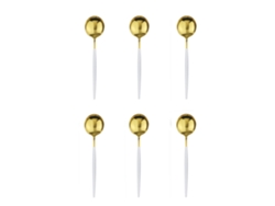 (platino) Un Juego De 6 Cucharas Pequeñas De Acero Inoxidable, En Color Negro Y Dorado.