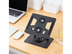 Soporte para portátil con ventilador disipador de calor metálico giratorio de 360°.