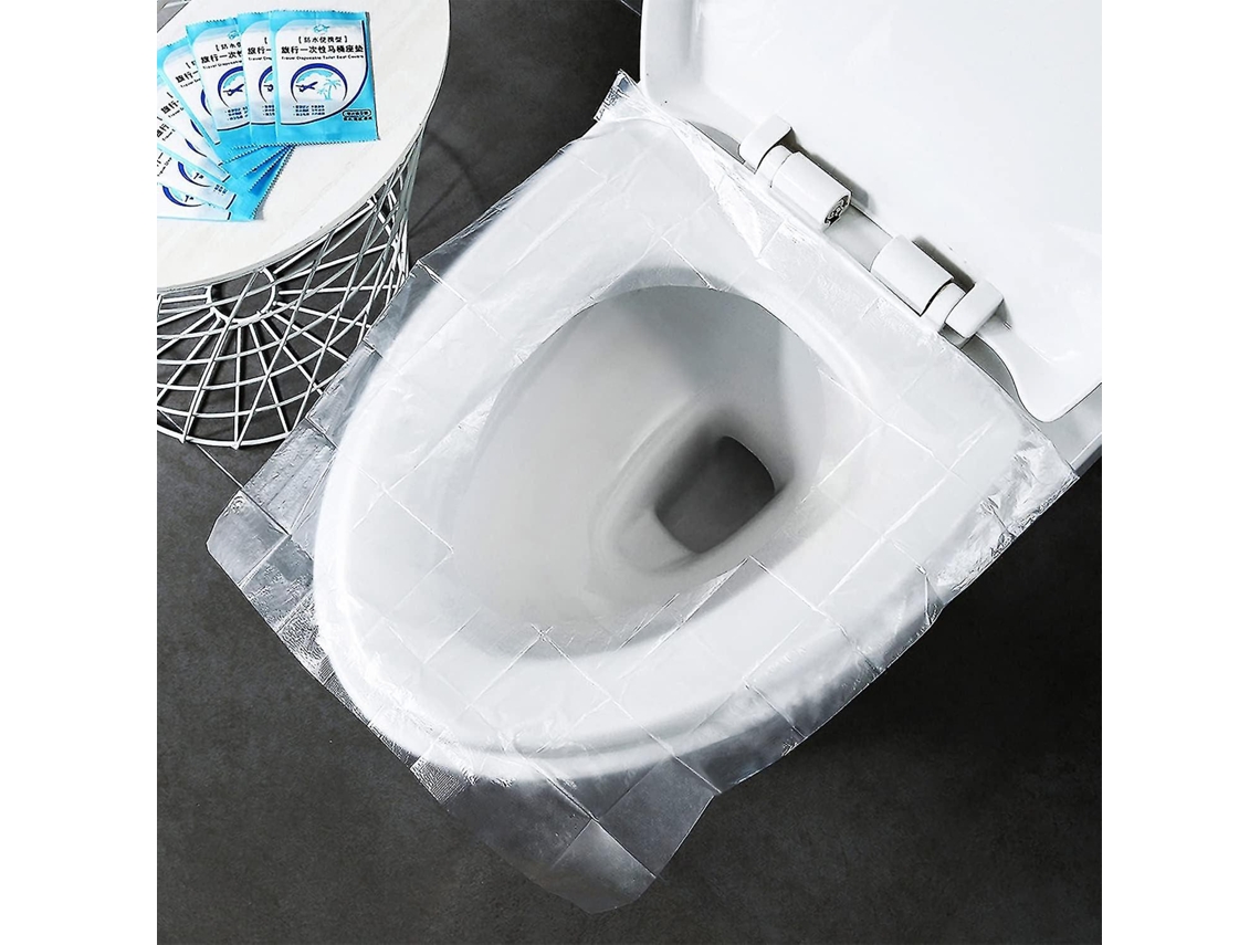 50 Fundas Para Asiento De Inodoro Desechables Antibacterianas Impermeables Portátiles Individualmente Empaquetadas Para Viaje Y Embarazadas