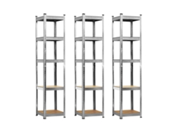 Pack 3 Estanterías Modulares con 5 Baldas Ajustables 180x40x40cm 175 Kg 7house gris