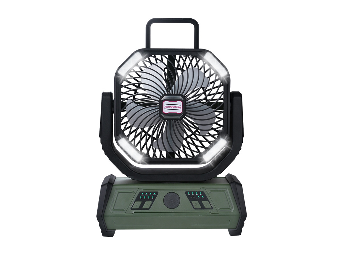 Ventilador ideal para acampar, 20000 mAh, verde, con luz LED y control remoto, recargable por USB, para escritorio o dormitorio, fácil de usar - STELASPLEN