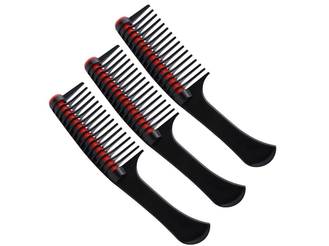 Linjou 3 Peines De Rodillo, Peine De Rodillo Antienredos Para Teñido Profesional Del Cabello (negro Y Rojo)