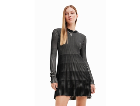 Vestido de Mujer DESIGUAL Corto Tejido Acanalado Tecido Blanco (XL)