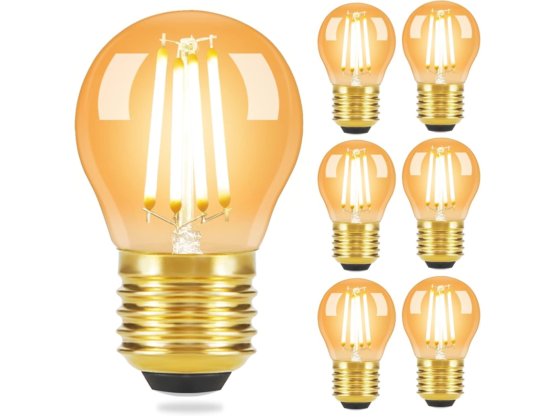 Zmh Bombillas Led Vintage E27 G45 4w 2700k Blanco Cálido, Vidrio Antiguo, Filamento Edison (paquete De 6)