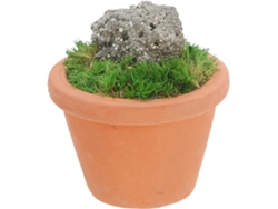 Planta Artificial Maceta Cerámica Cristal Calcopirita Natural Figura Decorativa Bonsái Estante Interior Adorno