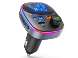Transmisor FM Bluetooth 5.3 PD 20W, QC 3.0, pantalla HD, asistente de voz Chaberlu (negro)
