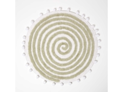 Homescapes Spiral Sage Green Cotton Bath Mat With Pom Pom Edges