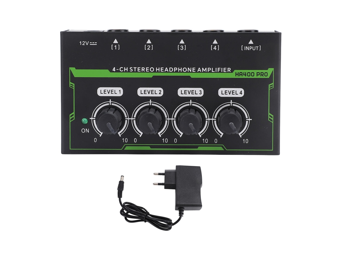 Amplificador De Fones De Ouvido 4 Canais Com Luzes Rgb Estéreo Splitter Para Estúdio E Casa Plugue Eu 100-240v