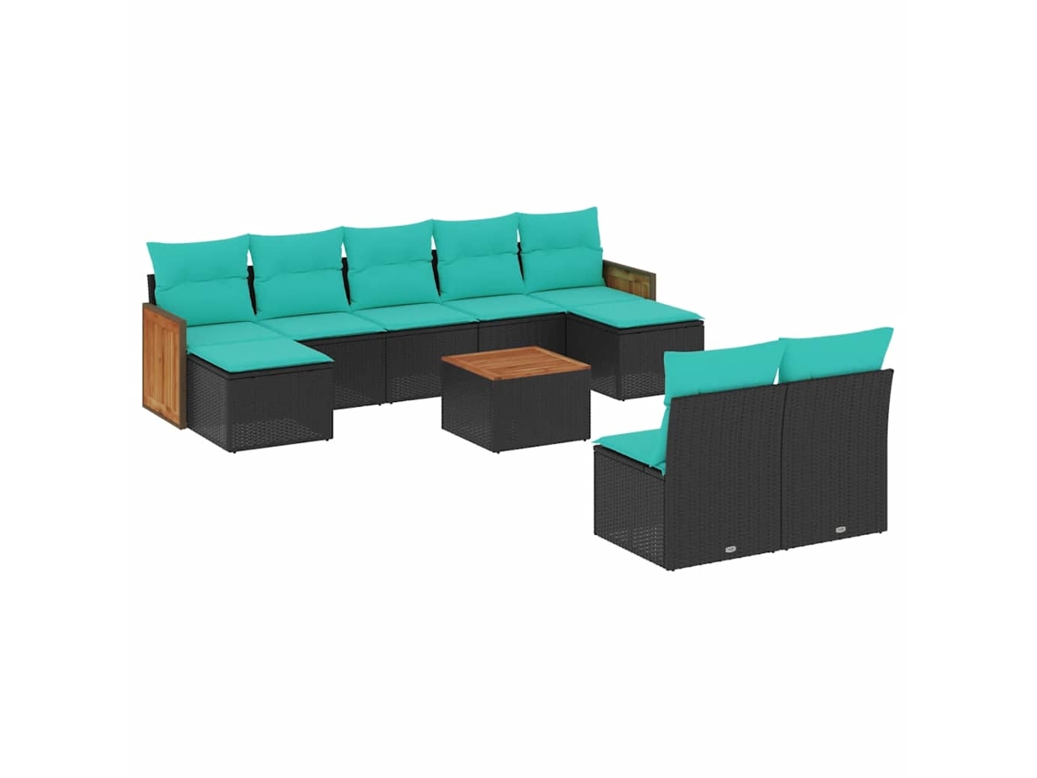 Maison Exclusive - Conjunto De Sofá De Jardín De 10 Piezas Con Cojines, De Poliratán Negro