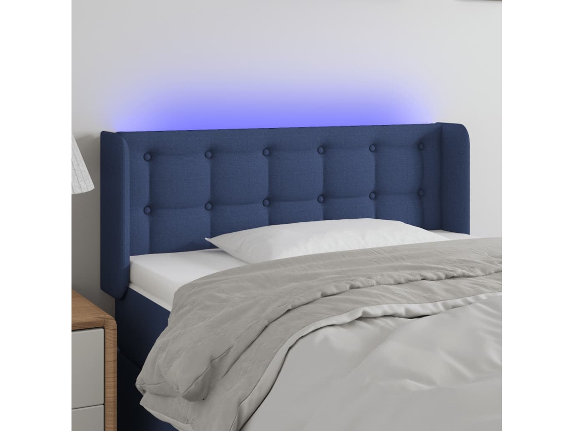 Cabecero Con Led De Tela Azul 103x16x78/88 Cm