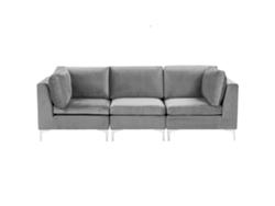 Sofá de 3 plazas BELIANI Evja de Terciopelo Gris 235x85x84