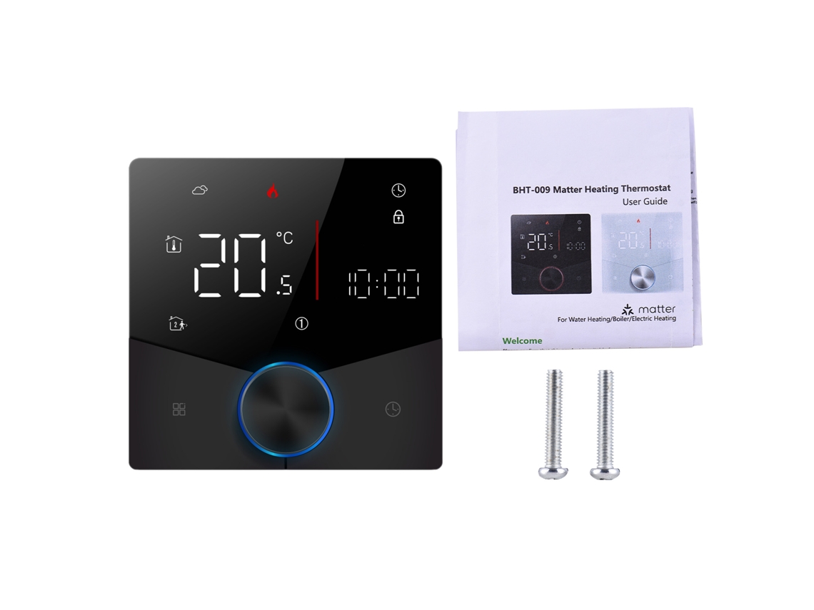 Termostato Inteligente Matter Wifi Con Control Por Aplicación Y Voz, Programable 7x6, Pantalla Táctil Led.