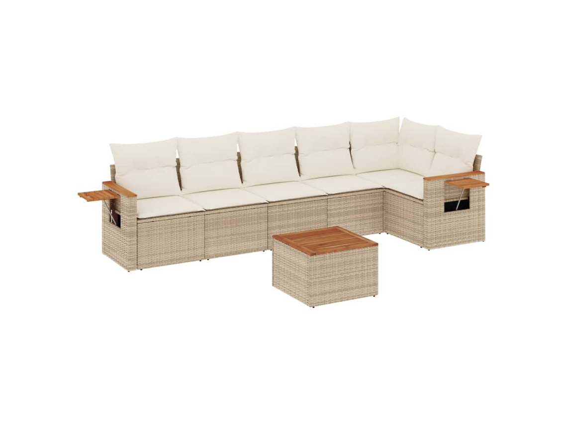 Conjunto 7 sofás de jardín VIDAXL y cojines ratán sintético beige