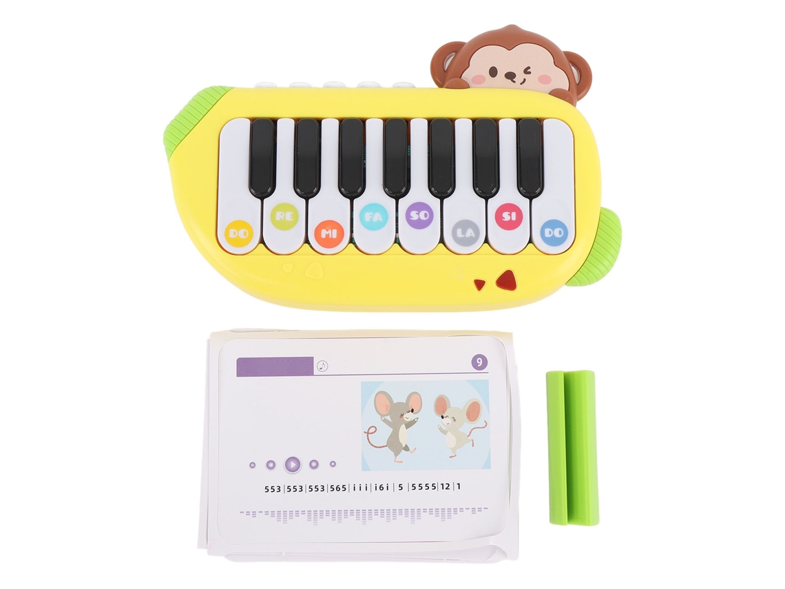 Piano eléctrico de juguete 2026 para niños, educativo, portátil, mini teclado, instrumento musical multifuncional, amarillo.
