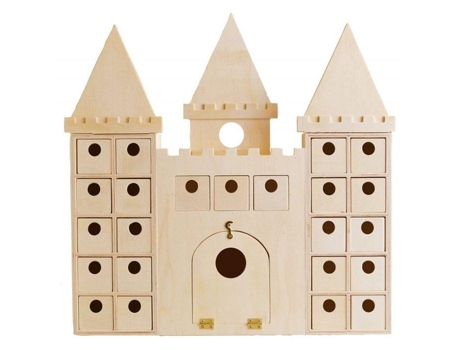 Calendario de Adviento Castillo de madera para decorar 42 x 42 cm