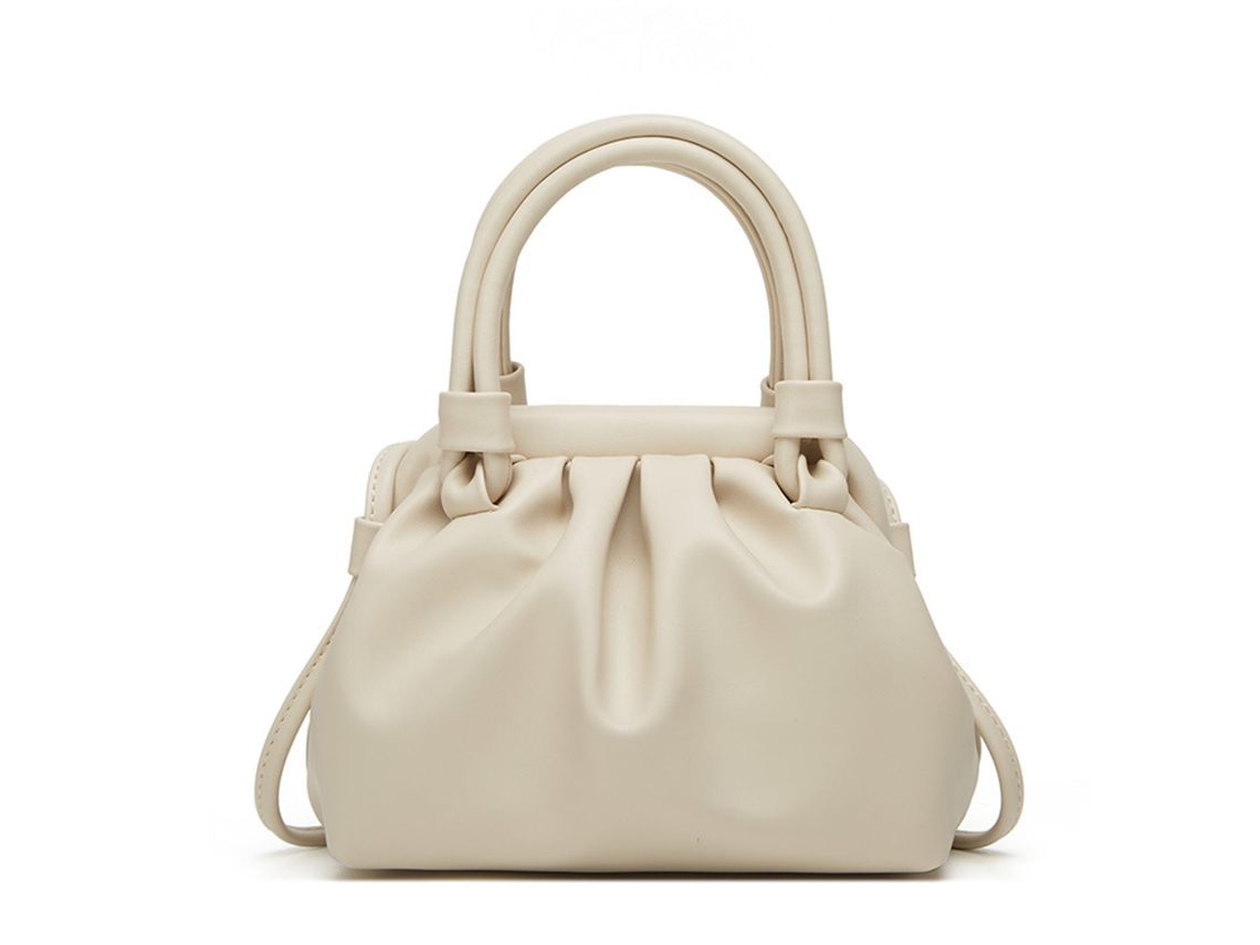 Bolso De Hombro Plisado De Pu Para Mujer, Gran Capacidad, Elegante, Informal, Para Uso Diario, Blanco.