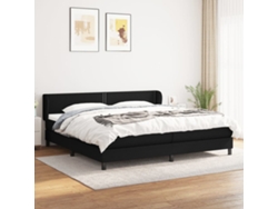 Cama Box Spring Con Colchón Tela Negro 200x200 Cm