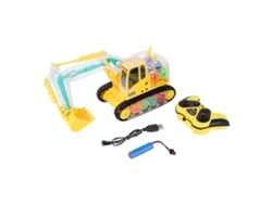 Juguete De Excavadora Rc 2.4ghz Con Luces Y Sonidos Simulados, Engranajes Transparentes, Vehículo De Construcción Control Remoto