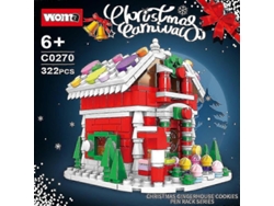 Árbol de Navidad, Papá Noel, reno, calcetín navideño, casa, torre, bloques de construcción, ciudad, casa de invierno, coche de Navidad, juguetes, modelo, regalos, Hengjian