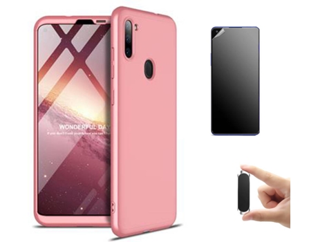 Kit Carcasa, Protector Y Soporte Samsung M11 Ultimatte Slim Armor 360º Rosa