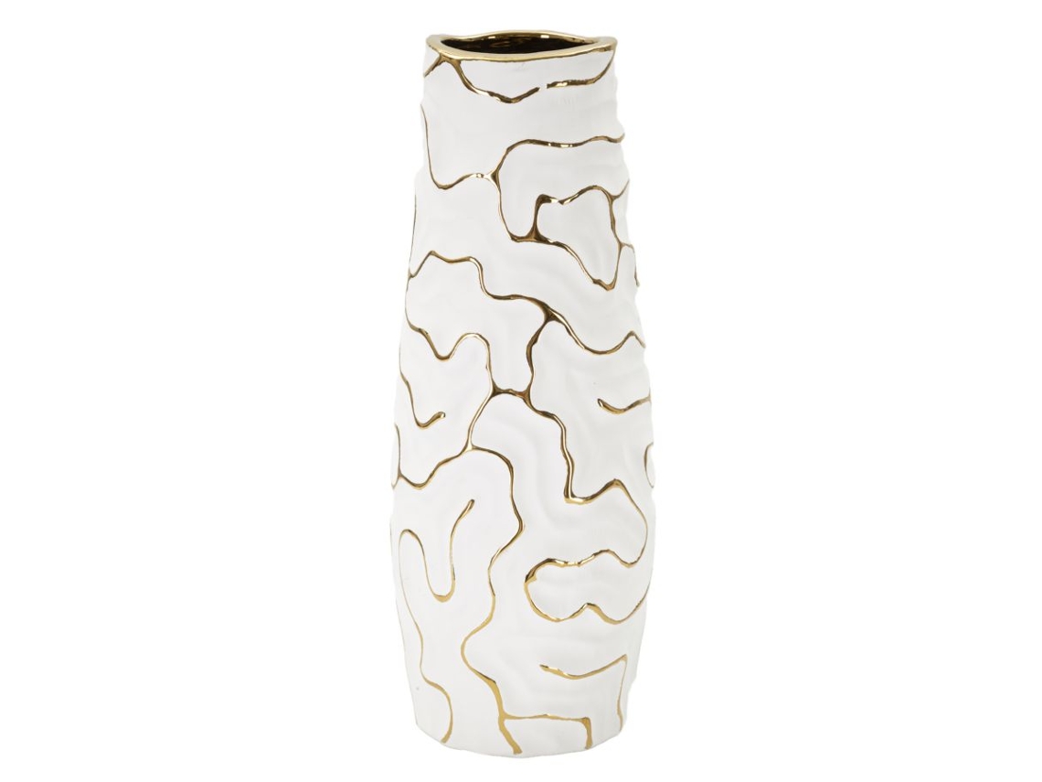 Florero Lia Cm Ø 12x29,5 Unico / Blanco Y Dorado