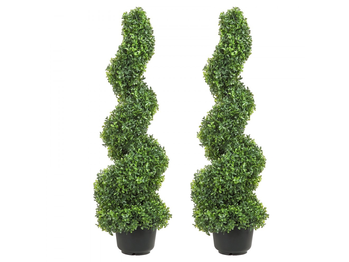 Juego de 2 Árboles Espirales y Topiarios 91cm con Jarrón Tekmaquinas Decoración Resistente