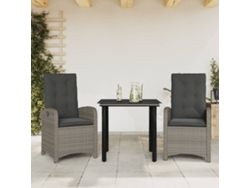 Conjunto de comedor de jardín de 3 piezas con cojines DKD Home Decor, ratán gris