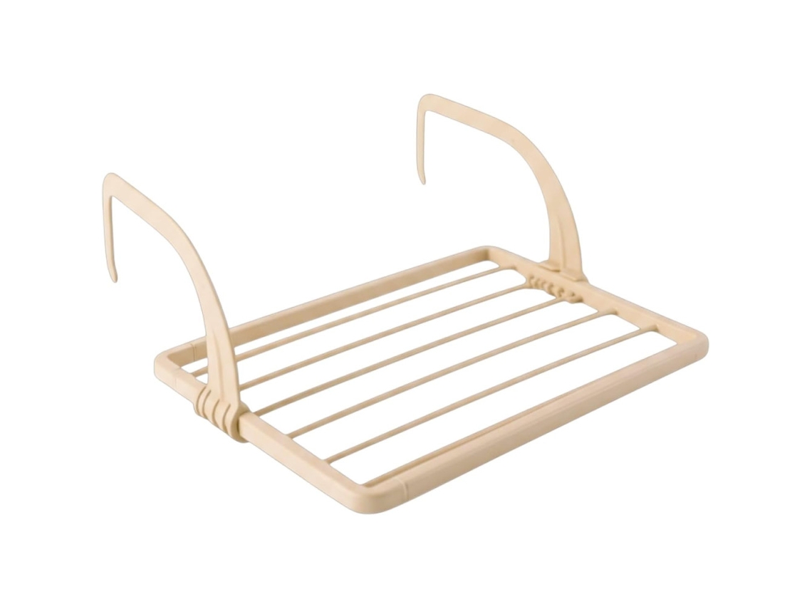 Soporte para balcón, radiador o terraza, 3 metros de largo, plegable, de resina, para tender la ropa (beige).