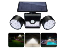 Lámpara solar de pared para uso exterior, 30 proyectores LED impermeables, doble cabezal, rotación de 360°, sensor.