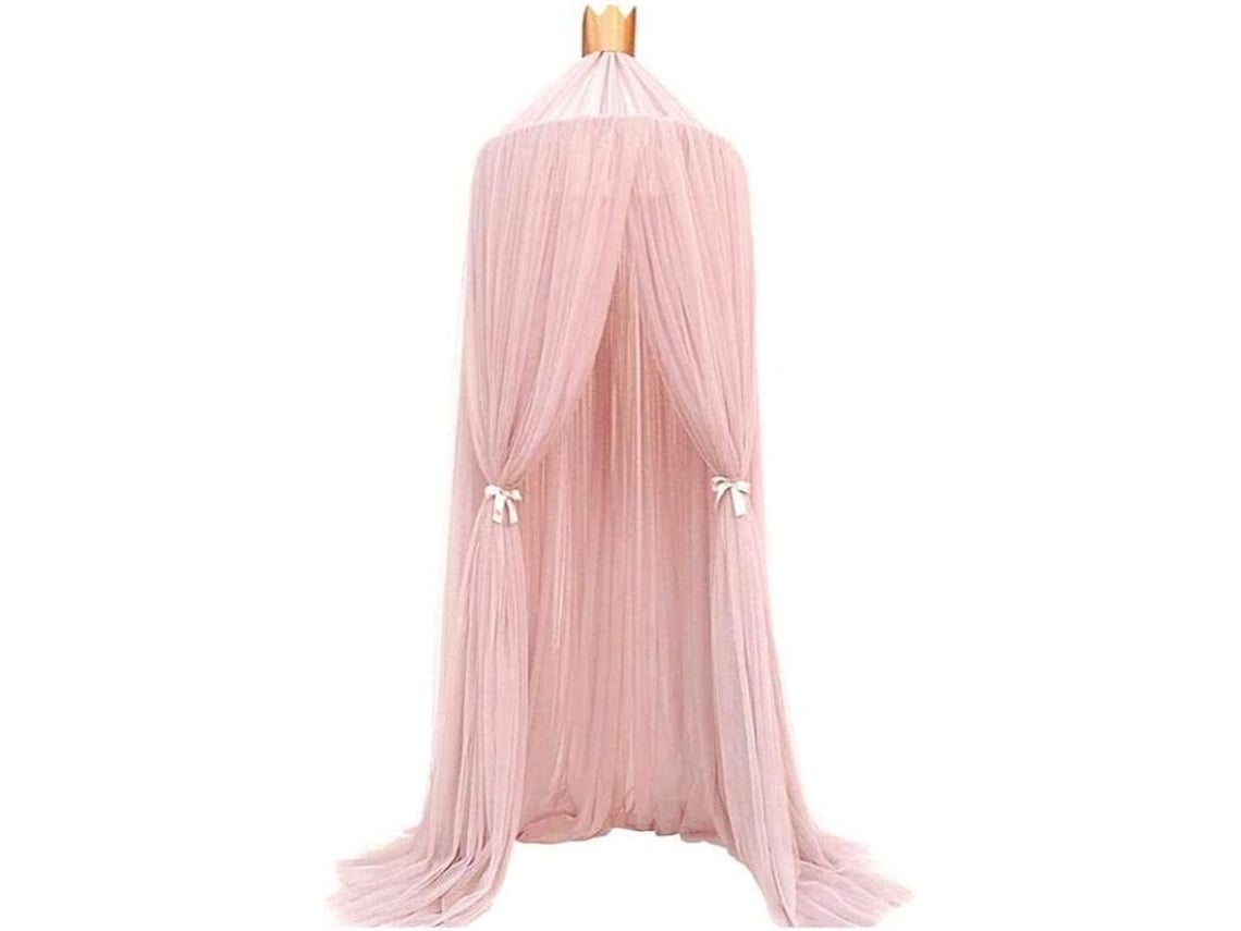 2026-35230-mosquitera Canopy Redonda Niño Con Encaje Rosa Para Cama Anti-mosquitos Ideal Viajes