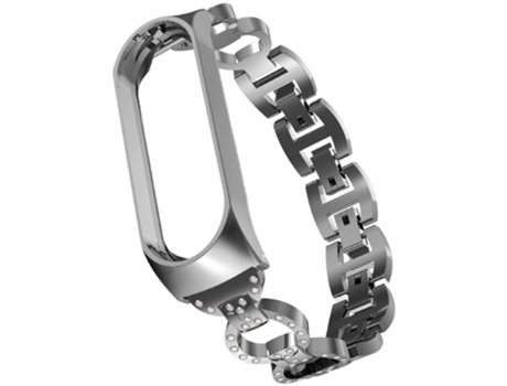 Correa de acero inoxidable Diamante brillante con diseño en forma de 8 para Xiaomi Mi Band 4/3 - plata