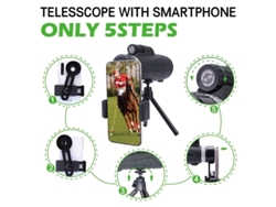 Telescopio monocular portátil HD de 18,62 mm con trípode, soporte universal para smartphone, equipo de senderismo para adultos, prisma Yizhood