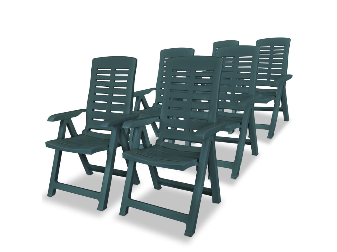 Sillas de jardín reclinables DKD Home Decor de 6 piezas, plástico verde