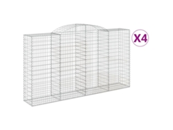 Conjunto 4 Cesta De Gaviones VIDAXL Plateado Hierro (300x50x160/180cm)