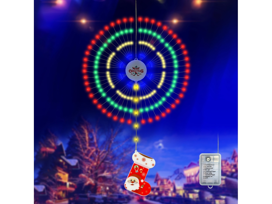 Luces navideñas BJ con forma de fuegos artificiales, resistentes al agua IP65, 8 modos de iluminación, luces colgantes decorativas.