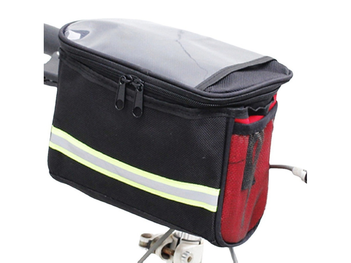 Bolsa de mano grande, cesta frontal multifuncional extraíble, con bandas reflectantes Mdug (negro y rojo)