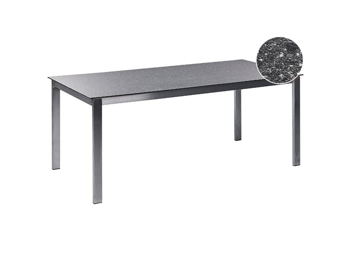 Mesa De Refeição De Jardim Cosoleto 180 Cm 90 Cm Vidro Preto