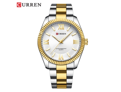 Relojes para Hombre,Relojes analógicos de Cuarzo de Negocios Relojes con Banda de Acero Inoxidable para Hombres-Concha Dorada Blanca LUUCOZK