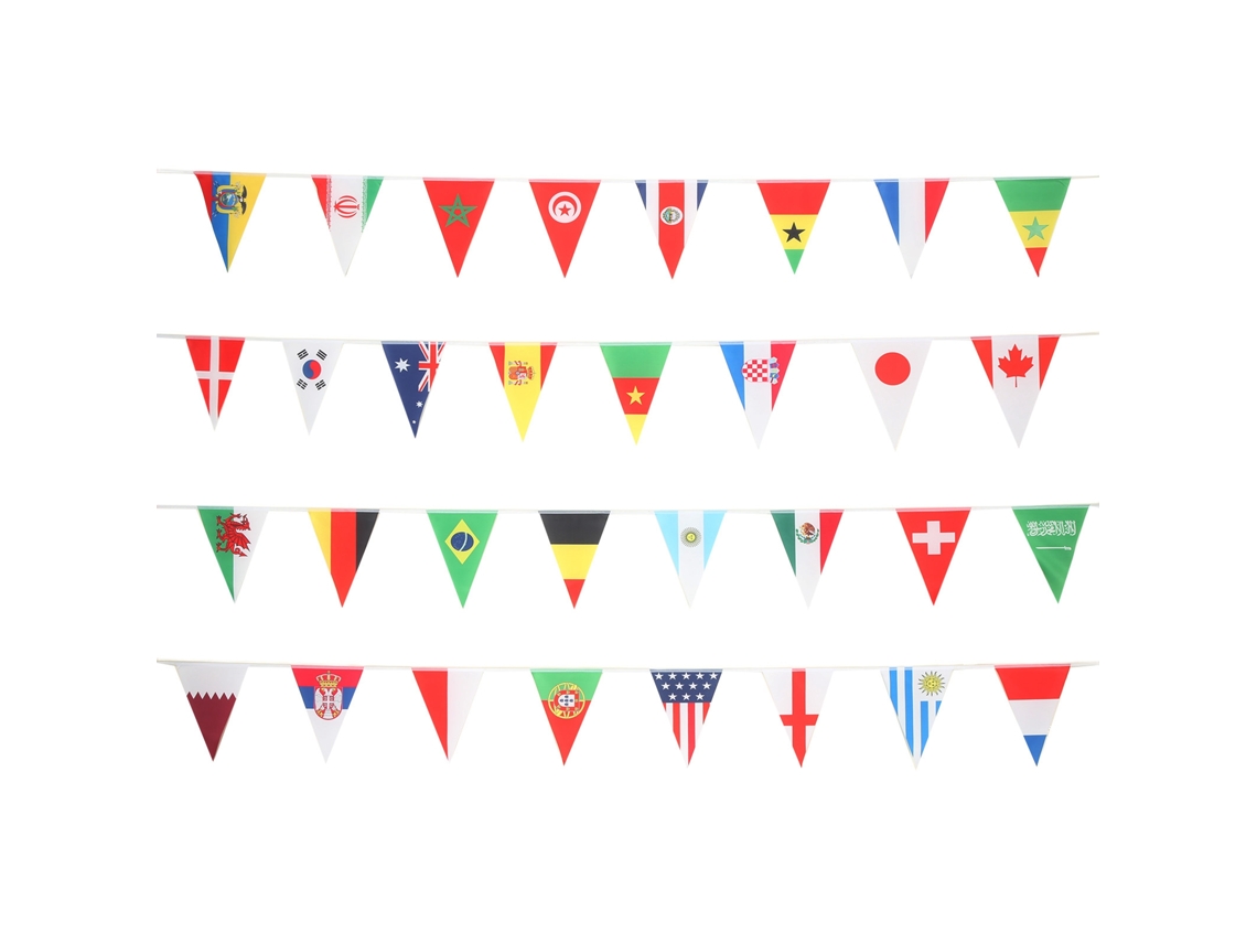 HYMNORA Banderines de 32 Equipos Mundial 2022 Banderas Triangulares Decorativas para Sala y Bar