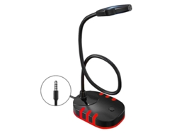 Micrófono para juegos de 3,5 mm con luz LED, tarjeta de sonido con reducción de ruido, tubo flexible y micrófono de condensador de activación libre de Chaberlu.