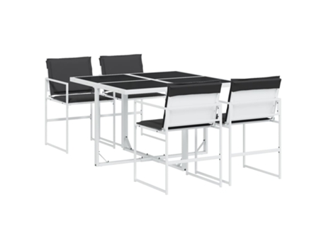 Conjunto 5 de comedor de jardín VIDAXL con cojines textilene blanco