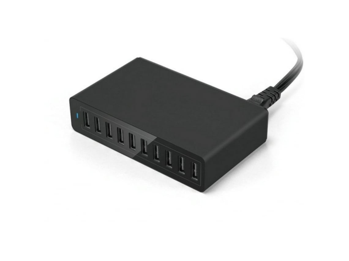 Batería Externa Portátil Negra Con Múltiples Puertos Usb Para Carga Rápida.