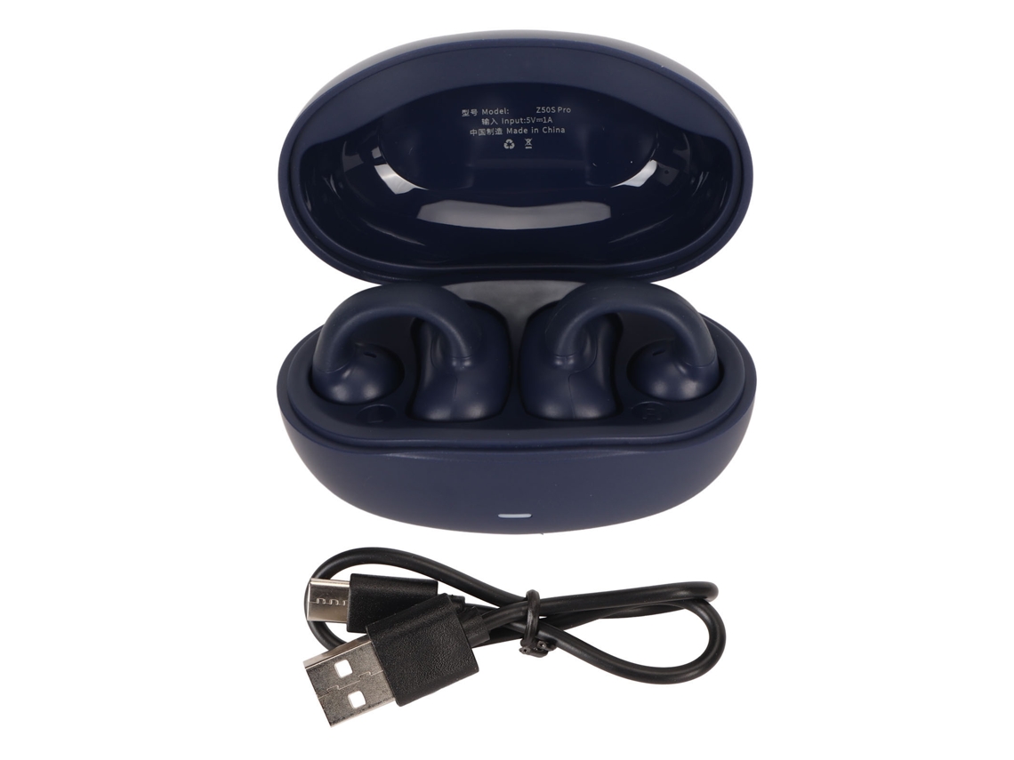 Fones De Ouvido Bluetooth Clip On Sem Fio Aberto Ipx5 Resistente À Água Com Estojo De Carregamento Azul
