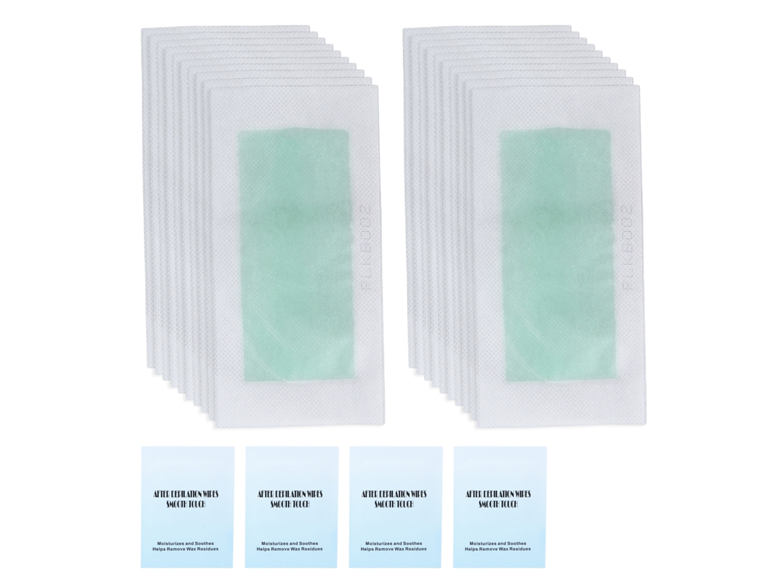 Kit De 40 Cintas De Cera Dobles Para Depilación Rápida Con Toallitas Limpiadoras Para Axilas, Brazos Y Piernas